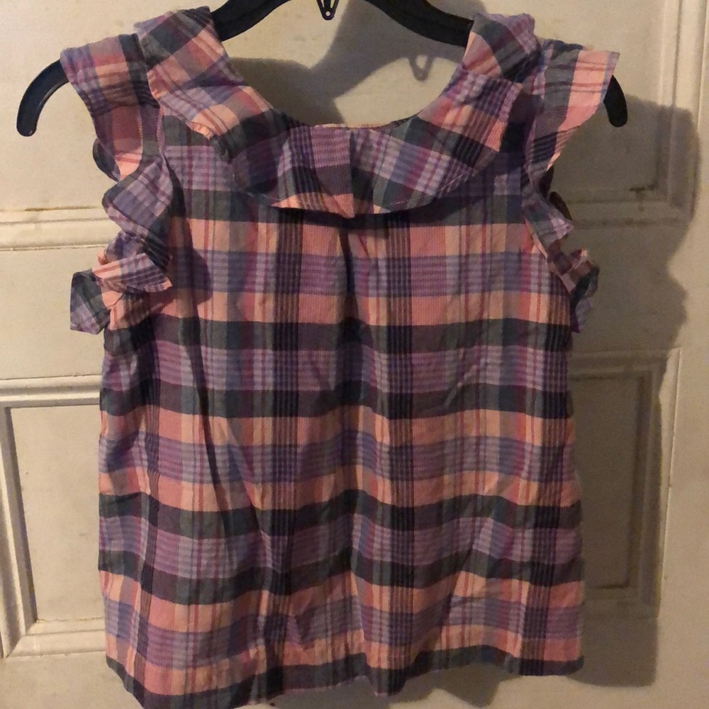 Crewcuts Girls' ruffled plaid top